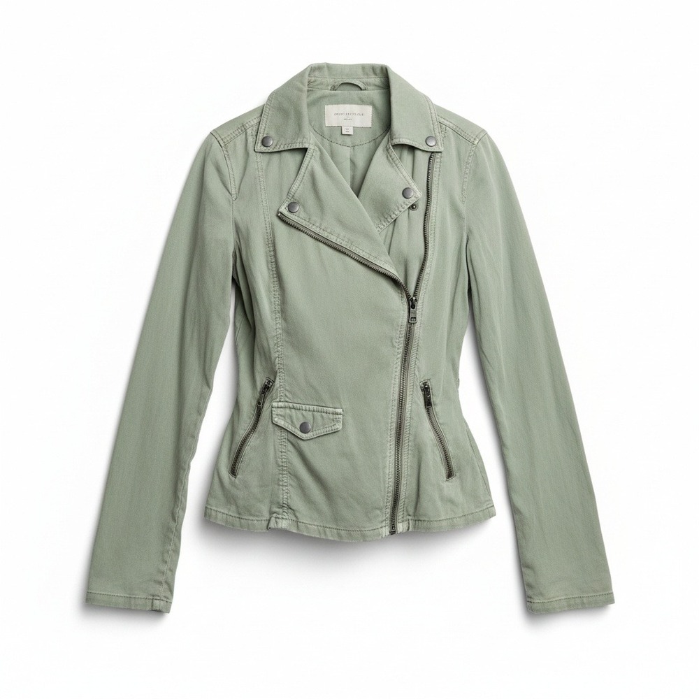 Marrakech Womens Sage Green Cupro Moto Jacket Style 50411 Small Anthro $175